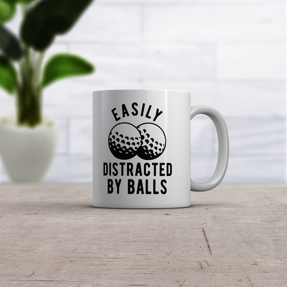 Easily Distracted By Balls Mug Funny Golf Ball Graphic Novelty Coffee Cup-11oz Image 2