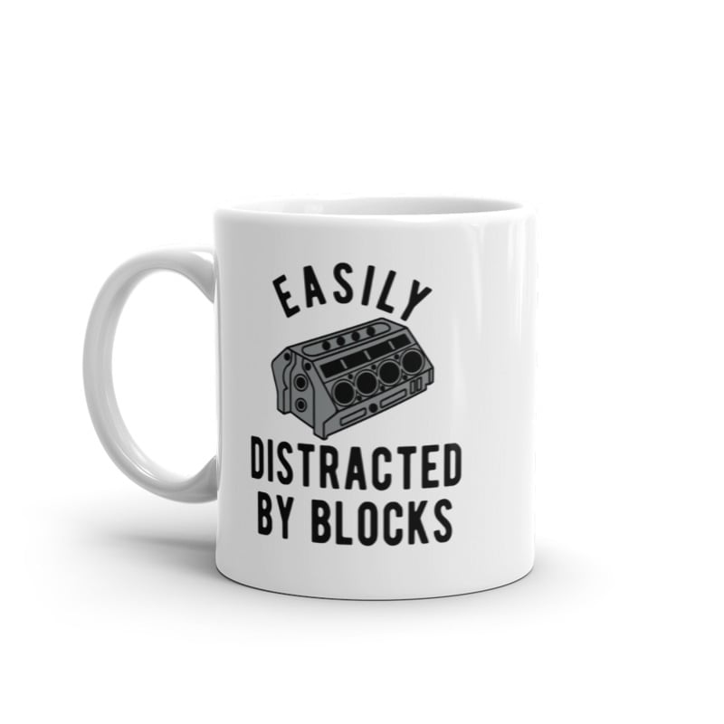 Easily Distracted By Blocks Mug Funny Car Engine Mechanic Novelty Coffee Cup-11oz Image 1