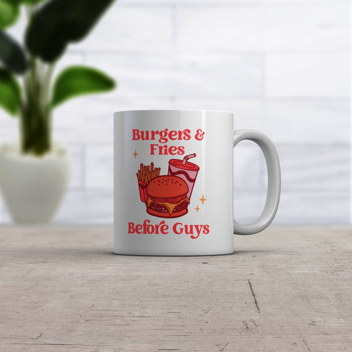 Burgers And Fries Before Guys Mug Funny Sarcastic Food Joke Novelty Coffee Cup-11oz Image 2