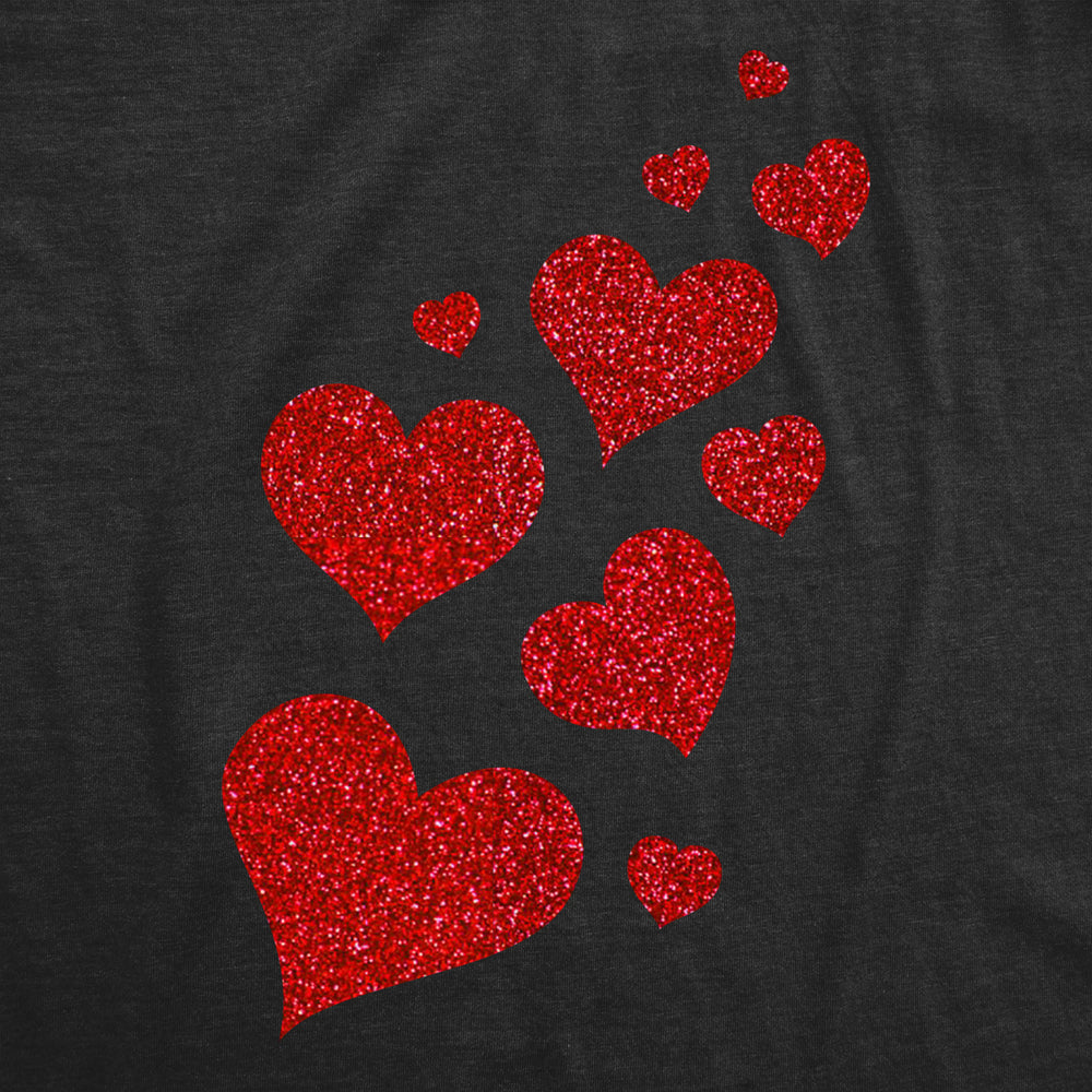 Womens Glitter Hearts T Shirt Cute Valentines Day Red Heart Graphic Novelty Tee For Ladies Image 2