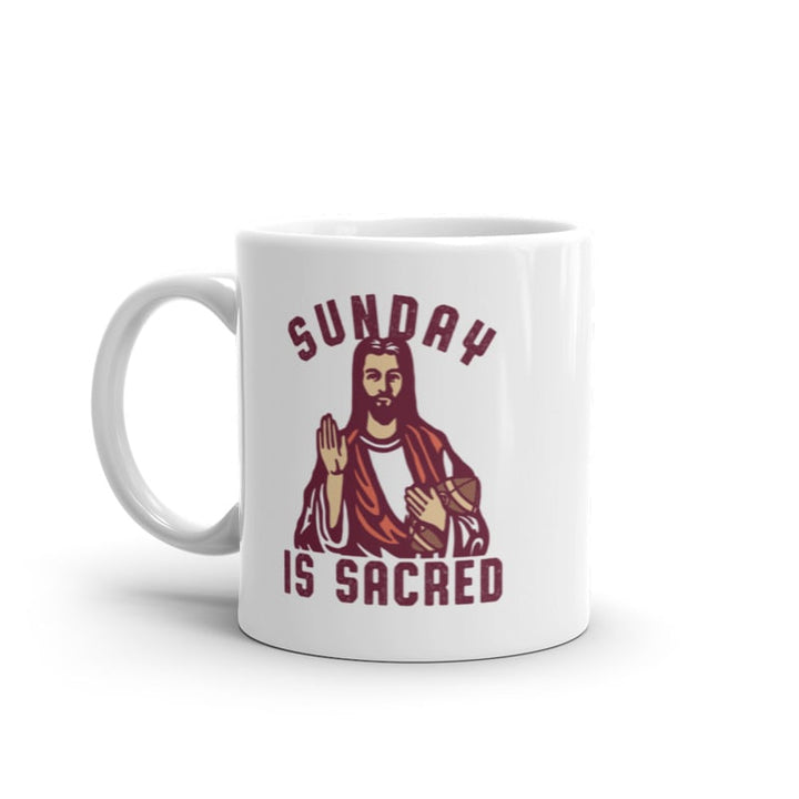 Sunday Is Sacred Mug Funny Football Jesus Graphic Novelty Coffee Cup -11oz Image 1