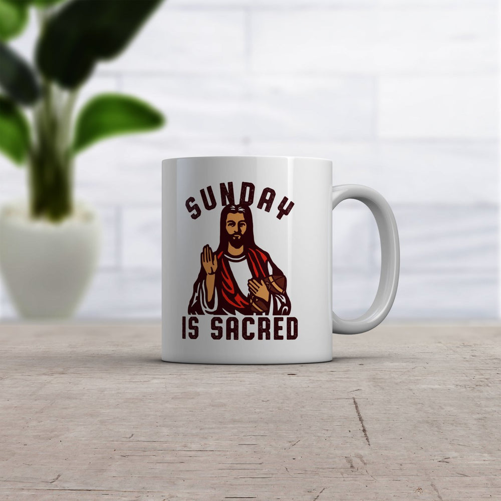 Sunday Is Sacred Mug Funny Football Jesus Graphic Novelty Coffee Cup -11oz Image 2