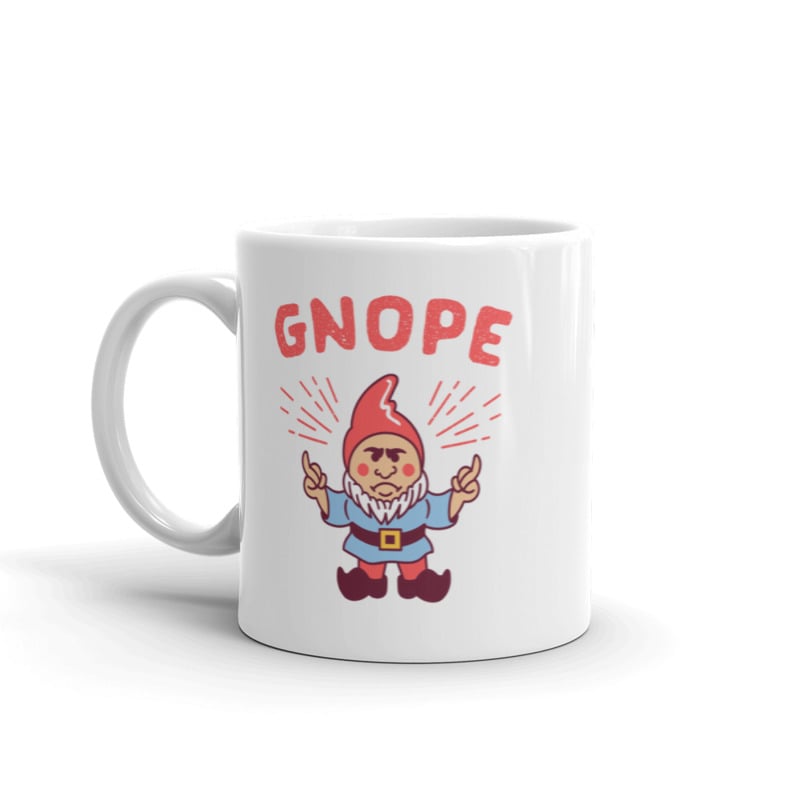 Gnope Mug Funny Nope Little Gnome Wizard Graphic Novelty Coffee Cup -11oz Image 1