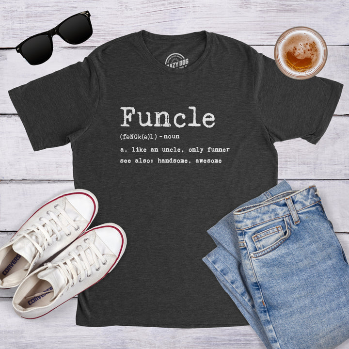 Mens Funcle Definition T shirt Funny Graphic Uncle Family Tee Novelty Print Image 4