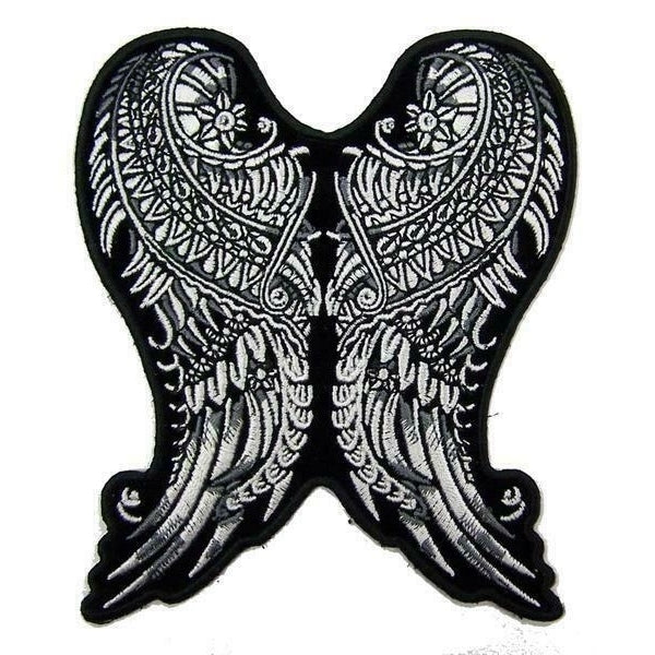 ASPHALT ANGEL DELUXE 5 INCH EMBROIDERIED 9183 back biker novelty wings Image 1