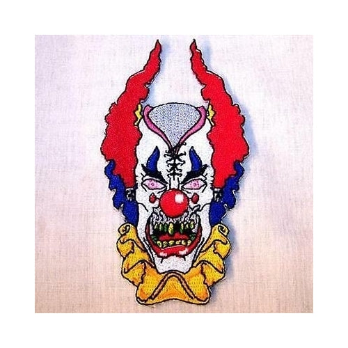 CRAZY CLOWN EMBROIDERED PATCH sew or iron P346 CIRCUS horror scary clowns it Image 1