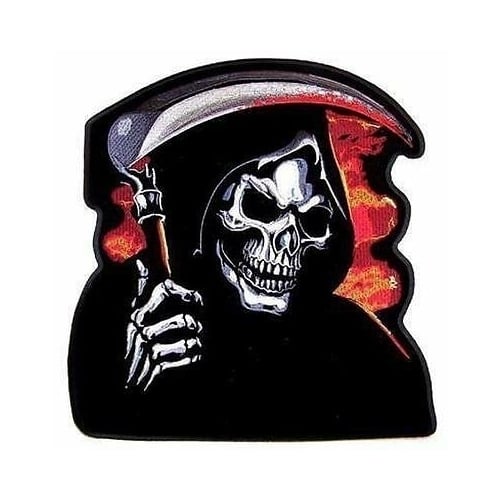 large JUMBO HOODED GRIM REAPER JACKET BACK PATCH JBP52 skull death skull Image 1