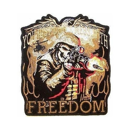 large JUMBO FREEDOM HUNTER SKELETON JACKET BACK PATCH JBP43 embroidered Image 1