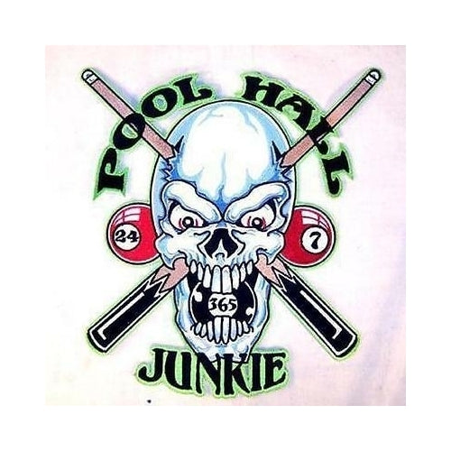 large JUMBO POOL HALL JUNKIE SKULL JACKET BACK PATCH embroidered biker JBP6 Image 1