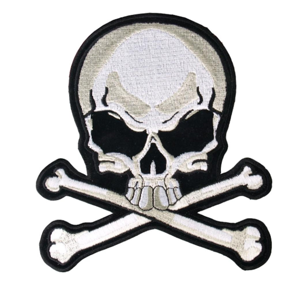 large JUMBO SKULL AND CROSS BONES JACKET BACK PATCH JBP31 pirate skulls Image 1