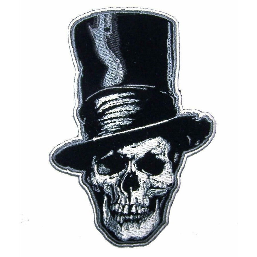 SKELETON STOVE PIPE HAT PATCH P8233 jacket BIKER iron/on TOP SKELETON Image 1