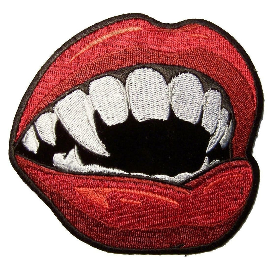 VAMPIRE TEETH FANGS PATCH P8590 jacket 4"  BIKER EMBROIDERED NEW vampires patchs Image 1