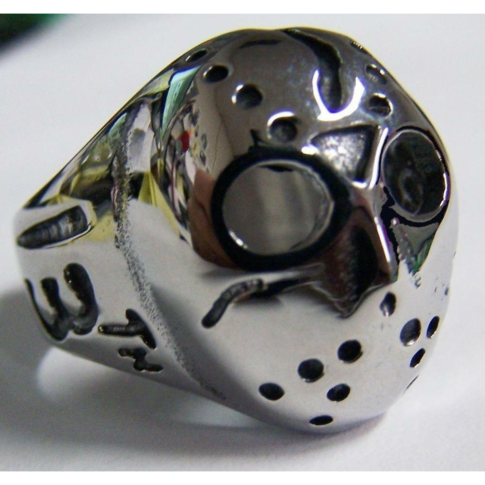 JASON MONSTER DEATH MASK STAINLESS STEEL RING size 8 silver metal S-531 biker Image 1