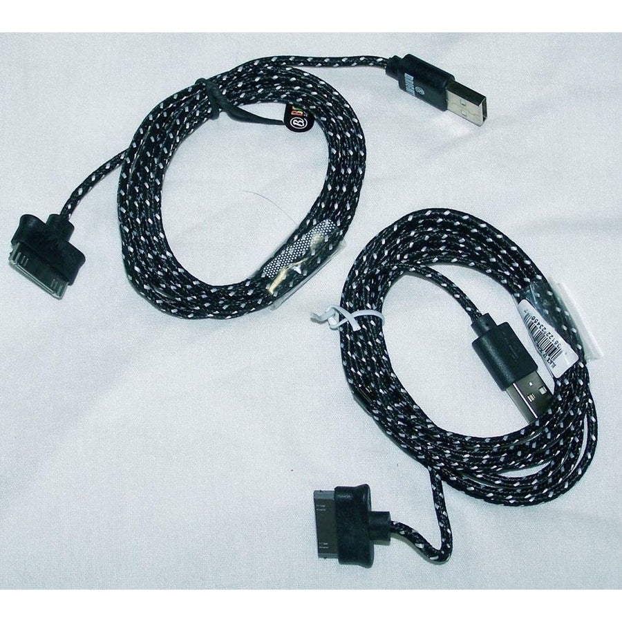 5 pieces SIX FOOT BLACK CLOTH RD IPHONE4  I PAD CHARGER PHONE CORDS  usb cord Image 1