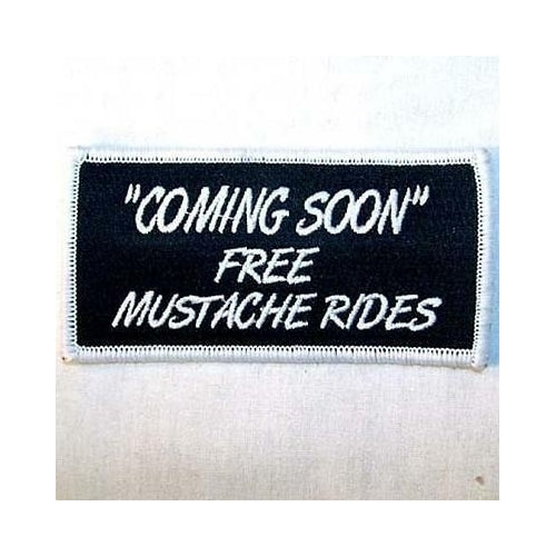 MUSTACHE RIDES EMBRODIERED PATCH P461 biker  jacket bikers novelty patches Image 1