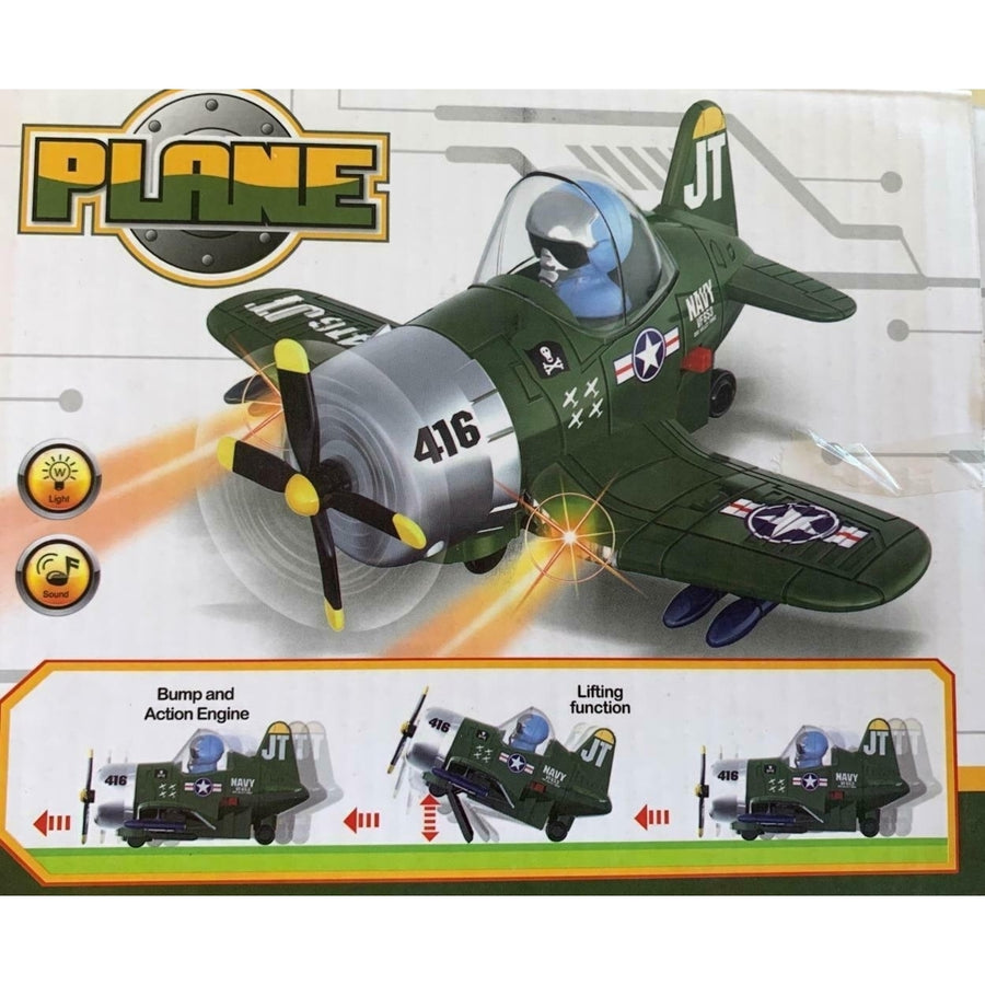 6.5" BUMP and GO PILOT AVIATOR JET WITH LIGHTS AND SOUND plane driving kids ty499 Image 1