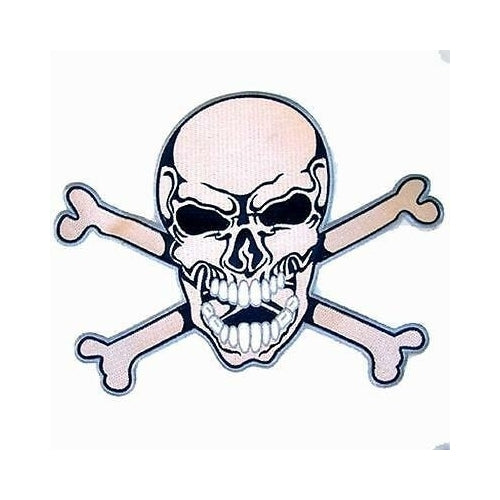 JUMBO SKULL AND CROSS BONES PATCH JBP02 jacket 10IN patches BIKER EMBROIDERIED Image 1