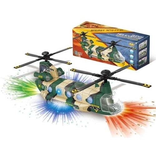 LIGHT UP BUMP and GO CAMO MILITARY CHINOOK HELICOPTER TY525 plane kids toys Image 1