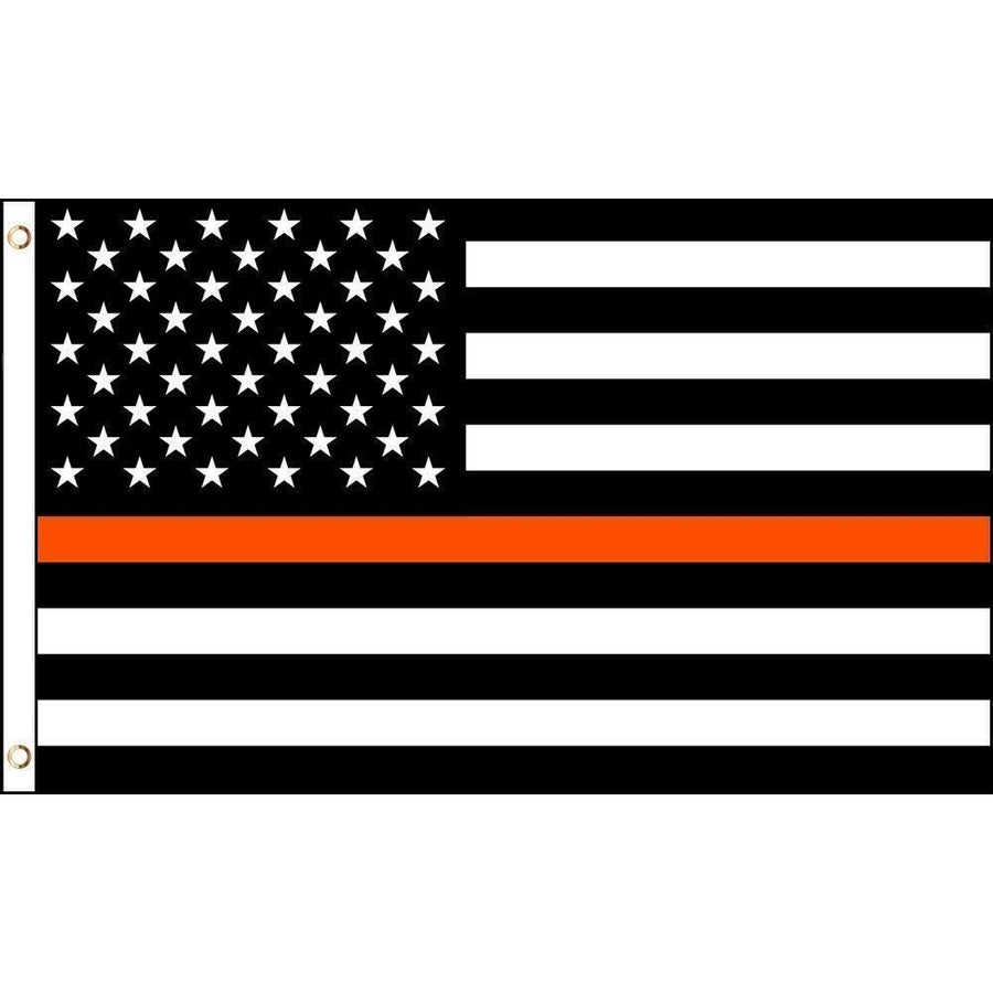 AMERICAN BLACK WHITE THIN ORANGE LINE 3 X 5 FLAG FL740 banner search rescue ems Image 1