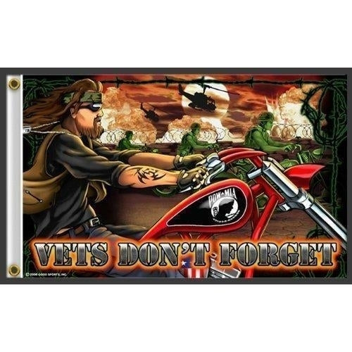 DELUXE VETS DONT FORGET FLAG FL354 pow miilitary flags 3 x 5 mia 3x5 biker item Image 1