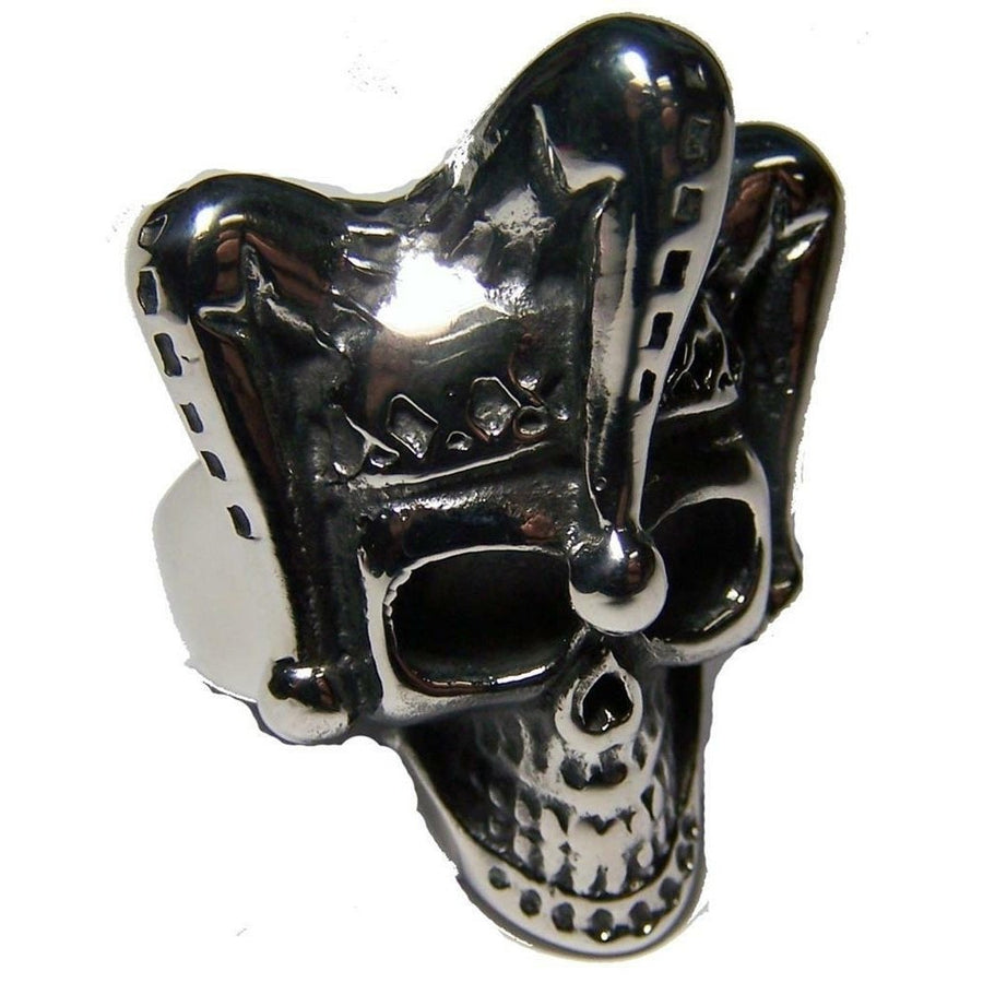 JESTER CLOWN W HAT STAINLESS STEEL RING size 8 - S-550 biker MEN women SKULLS Image 1