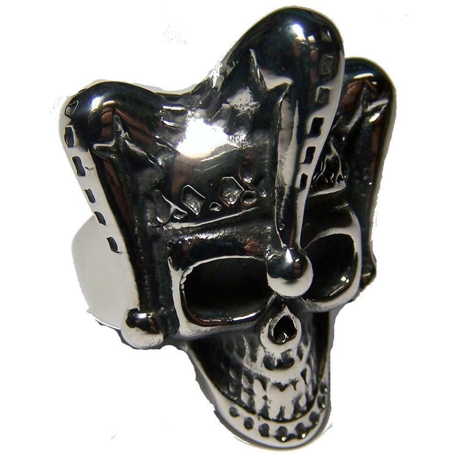 JESTER CLOWN W HAT STAINLESS STEEL RING size 11 - S-550 biker MEN women SKULLS Image 1