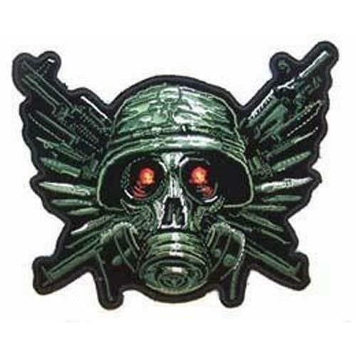 GAS MASK EXPLOSION EMBROIDERED PATCH P6543 biker iron on patches SKULL 5 IN Image 1