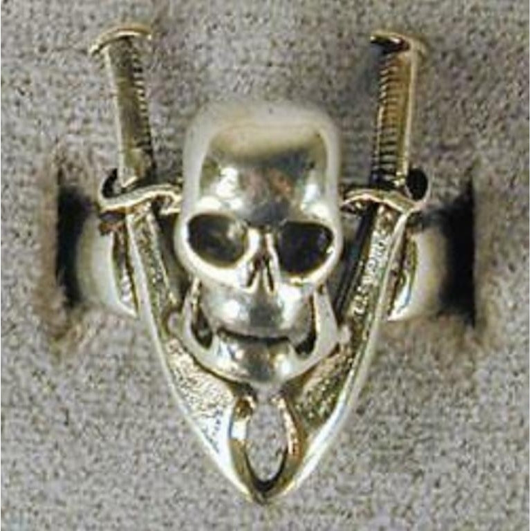 1 DELUXE SKULL PIRATE W DAGGERS SILVER BIKER RING BR183 mens jewelry RINGS Image 1