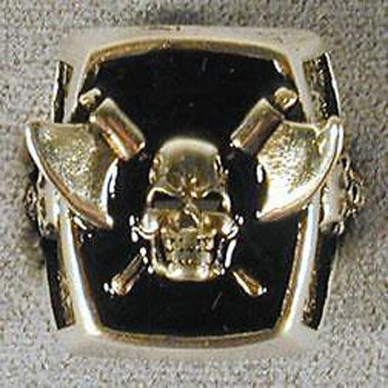1 DELUXE PIRATE SKULL WITH AXES SILVER BIKER RING BR173 mens jewelry RINGS Image 1