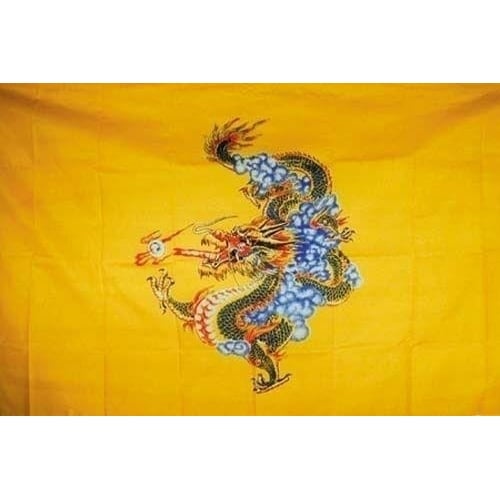 2 YELLOW DRAGON FLAG FL028 flags dragons banner banners Image 1