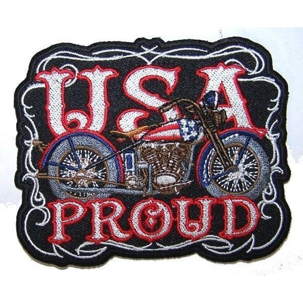 USA MOTORCYCLE PROUD PATCH P7490 jacket patches BIKER EMBROIDERIED BIKEnew Image 1