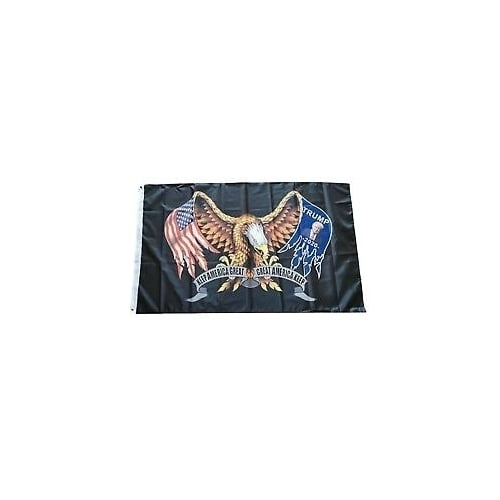 EAGLE WINGS TRUMP 3 X 5 POLY FLAG W/ GROMMETS 804 donald trump 2nd amendment Image 1