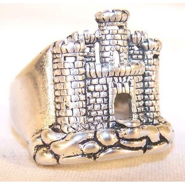 quality MEDIEVAL OLD CASTLE SILVER BIKER RING BR38R jewelry mens CASTLES Image 1