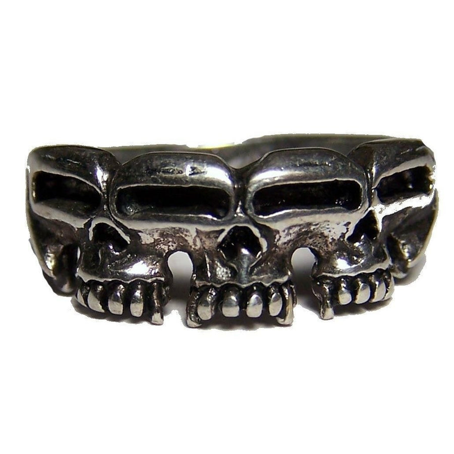 Quality ILLUSION THREE SKULLS RING 215 jewelry unisex MENS womens BIKER Image 1