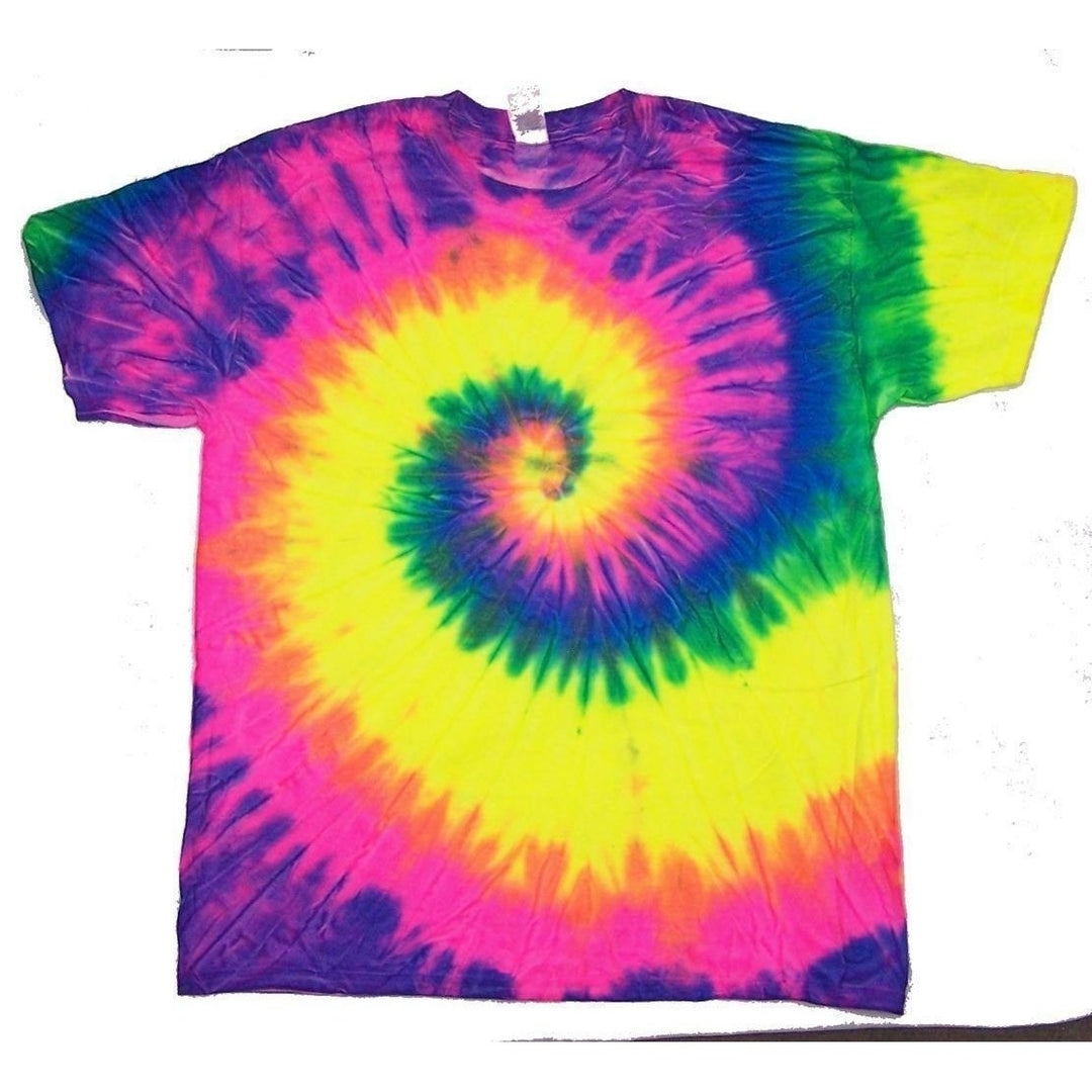 SWIRL RAINBOW NEON TYE DYED TEE SHIRT men women SIZE S hippie dye SWIRL 210 Image 1