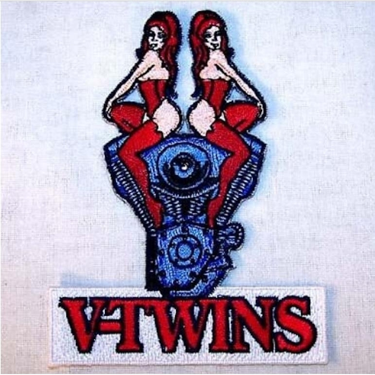 EMBROIDERED V TWINS ENGINE GIRLS PATCH P409 iron on WOMEN SEXY novelty bike Image 1