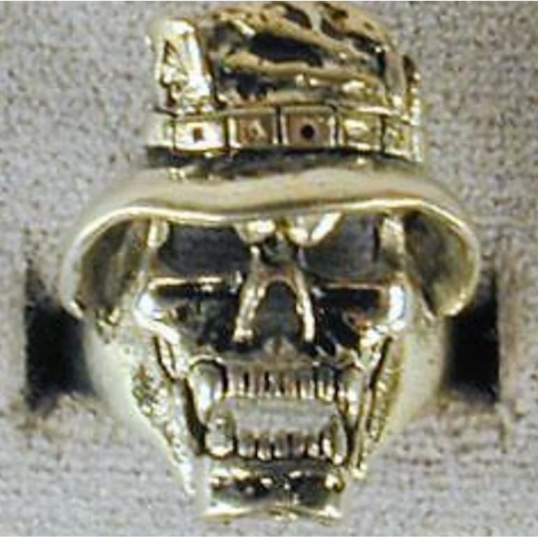 DELUXE SKULL HEAD GAMBLER SILVER BIKER RING BR131 mens RINGS jewelry TEETH Image 1