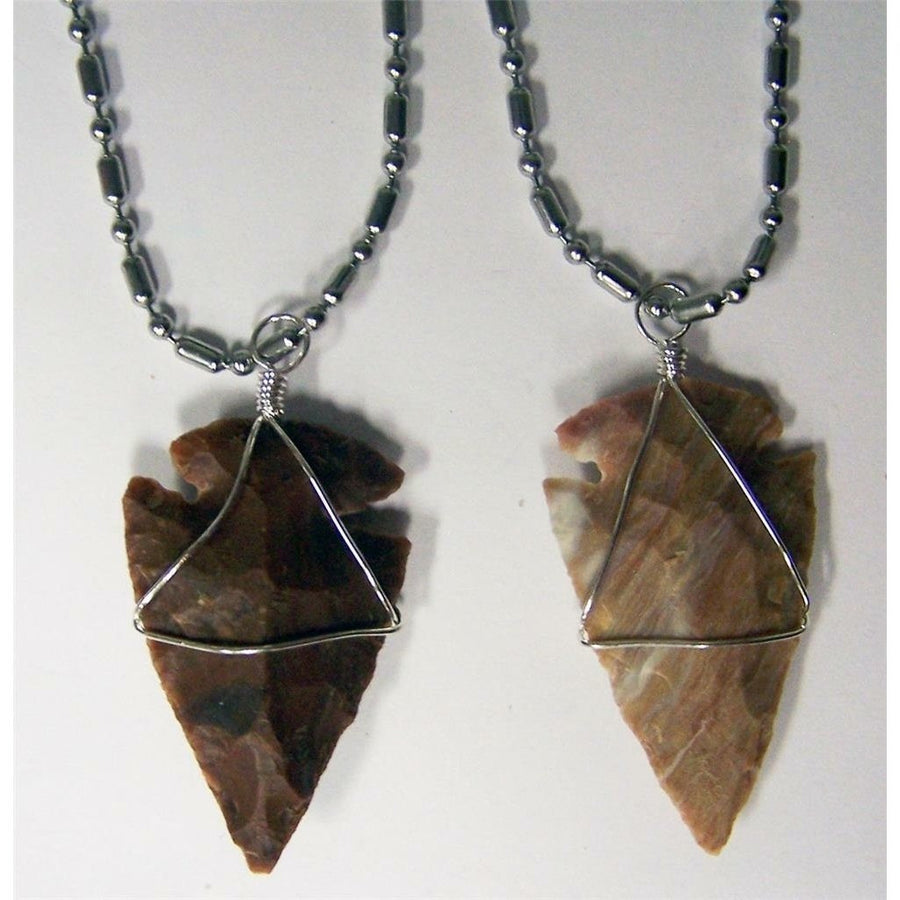 BUY 1 GET 1 FREE STAINLESS STEEL 24" BALL CHAIN NECKLACE W WIRE WRAP ARROWHEAD Image 1