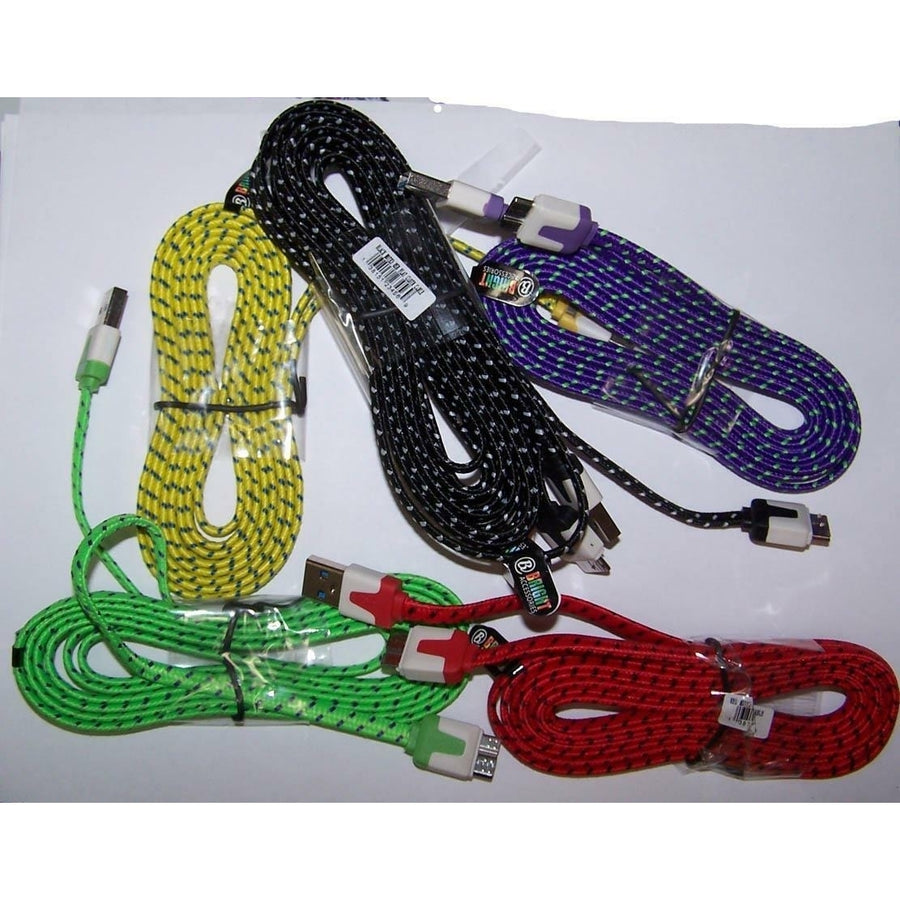 5 pc ASSORTED COLOR - CLOTH RD SAMSUNG CHARGER PHONE CORD usb cords SALE braided Image 1