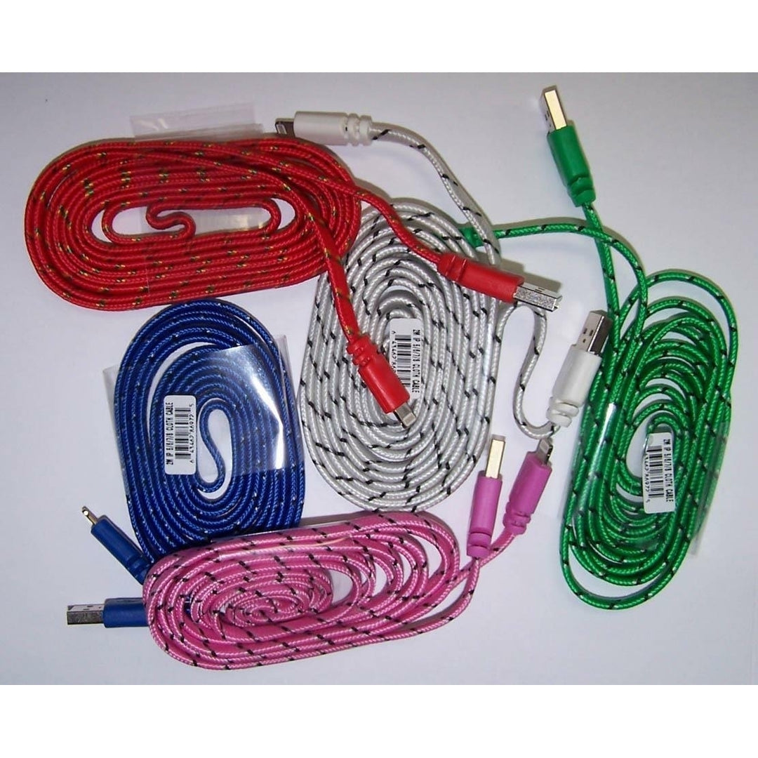 5 pc ASSORTED COLOR - CLOTH RD IPHONE 5 6 6S 7 CHARGER PHONE CORD usb cords SALE Image 1