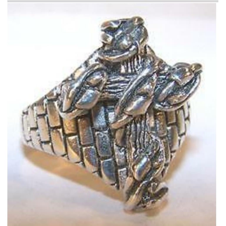 DELUXE WRAPED TYED CROSS SILVER BIKER RING BR231 mens RINGS jewelry CROSSES Image 1