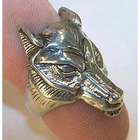 DELUXE WOLF HEAD SILVER BIKER RING BR225 mens RINGS jewelry WOLVES ladies Image 1