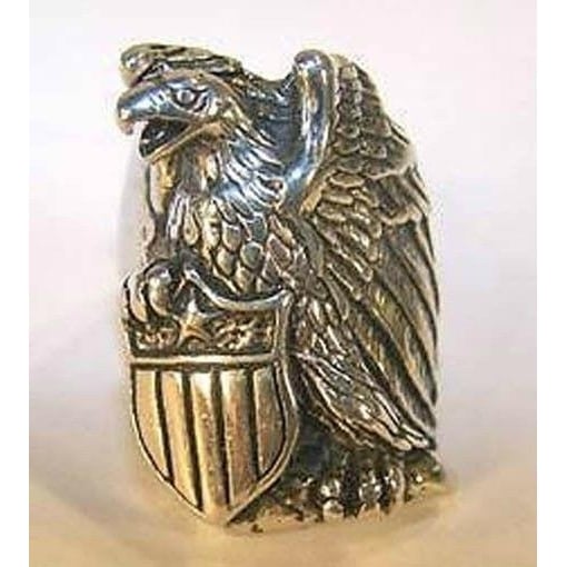 DELUXE USA SHIELD EAGLE SILVER BIKER RING BR220 mens RINGS jewelry EAGLES Image 1