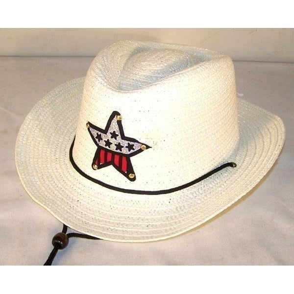 KIDS WHITE COLOR COWBOY HAT W  USA STAR child headwear children BOY cowgirl GIRL Image 1