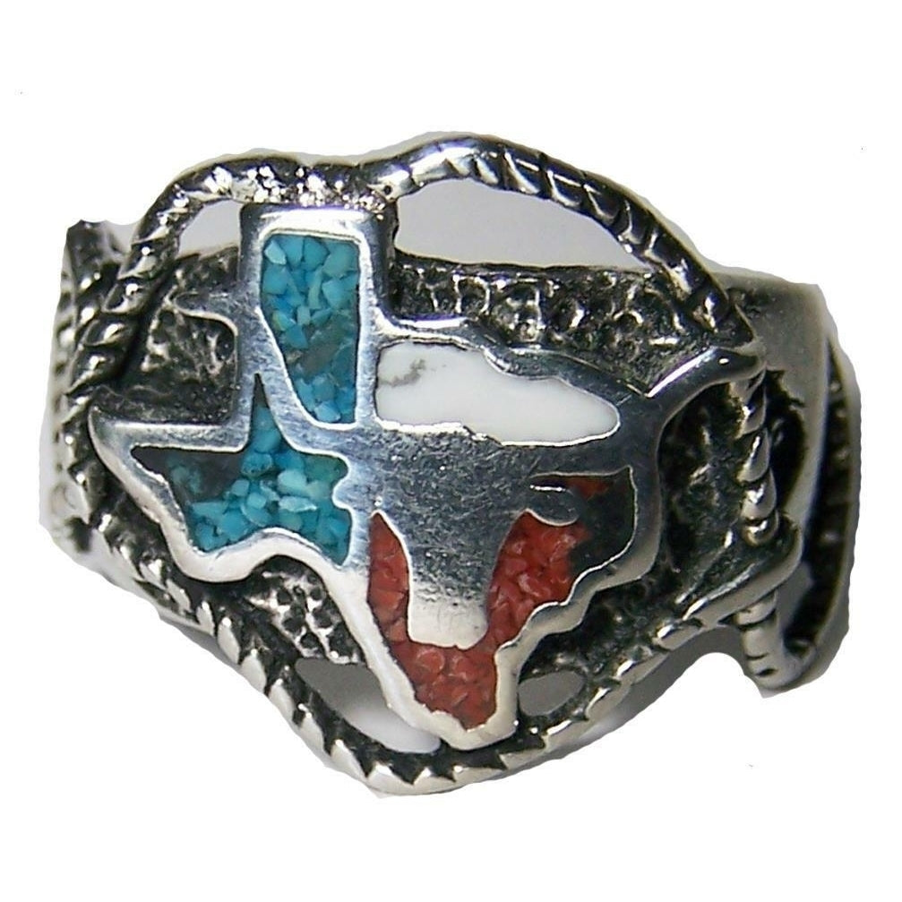 auction STATE OF TEXAS BULL HEAD SILVER RING BR85R jewelry RINGS mens  womens Image 1