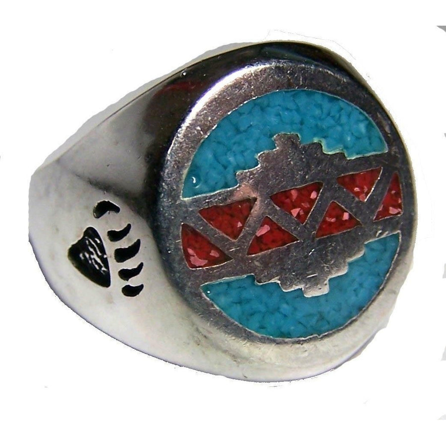 Quality NATIVE RUG DESIGN BR98R jewelry RINGS mens womens BIKER SILVER Image 1