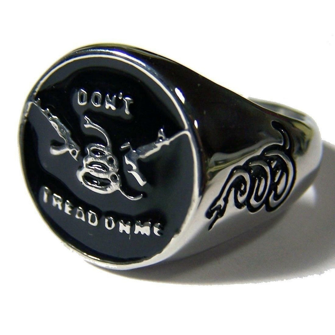 DONT TREAD ON ME SNAKE STAINLESS STEEL RING size 7 - S-542 biker MENS womens Image 1