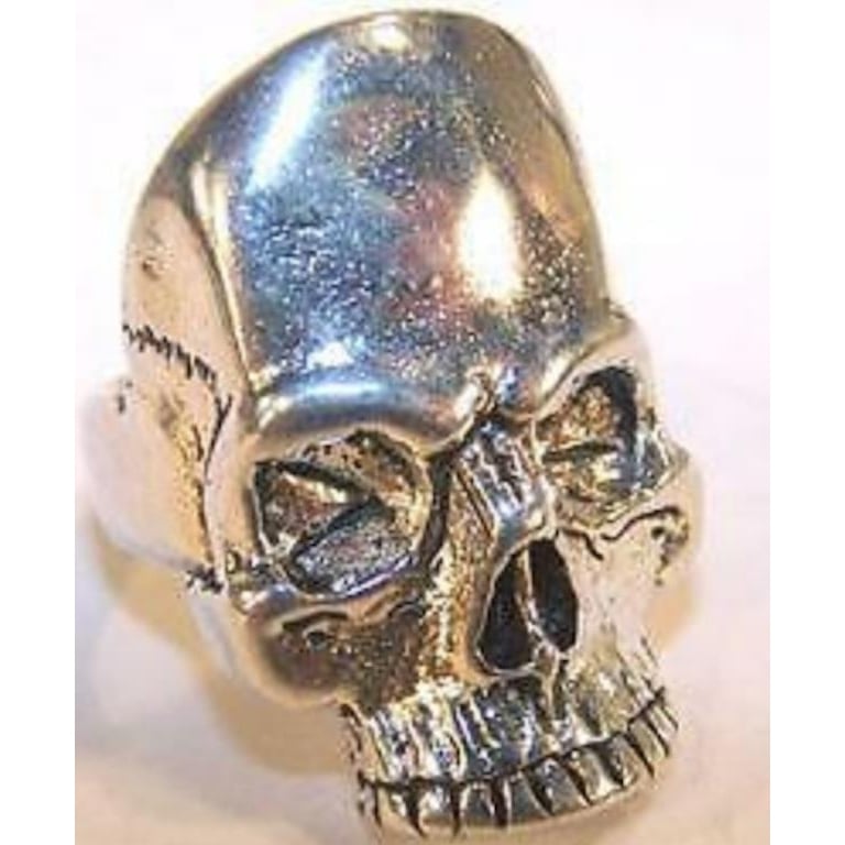 DELUXE SKULL HEAD BONE SILVER BIKER RING BR208 mens RINGS jewelry SKELETON Image 1