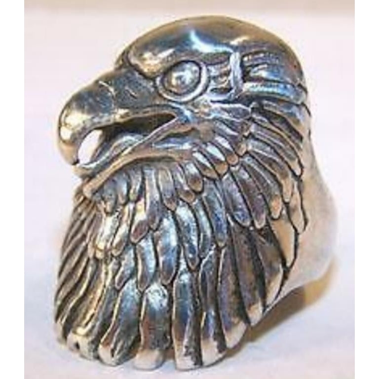 DELUXE SIDE EAGLE HEAD SILVER BIKER RING BR212 mens RINGS jewelry  EAGLES Image 1