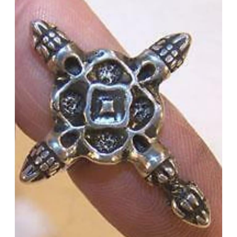 DELUXE SKULL HEAD CROSS SILVER BIKER RING BR206 mens RINGS jewelry CROSSES Image 1